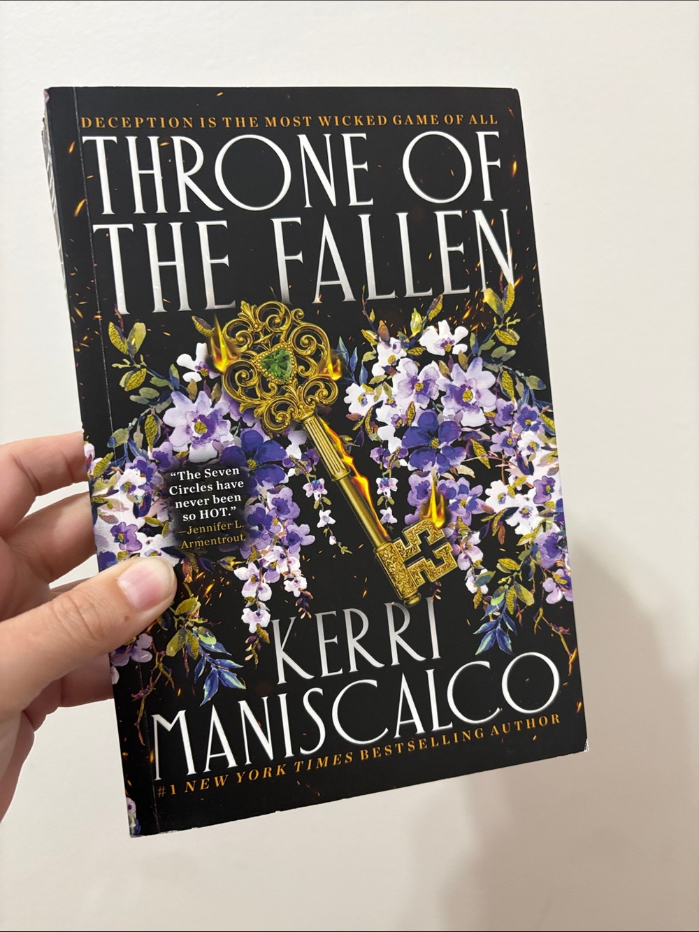 Throne of the Fallen by Kerri Maniscalco — Black & Purple Floral Cover